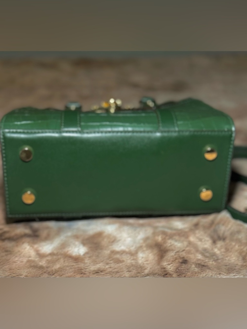 Michael Kors Green Croc-Embossed Satchel with Gold Hardware - Picture 6 of 9